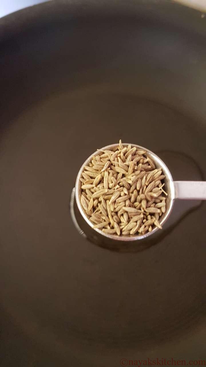 Heat oil and add jeera