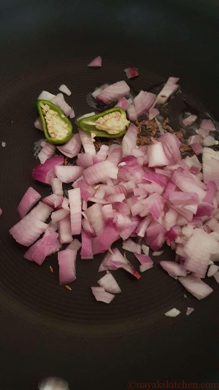 Add green chilli and onion