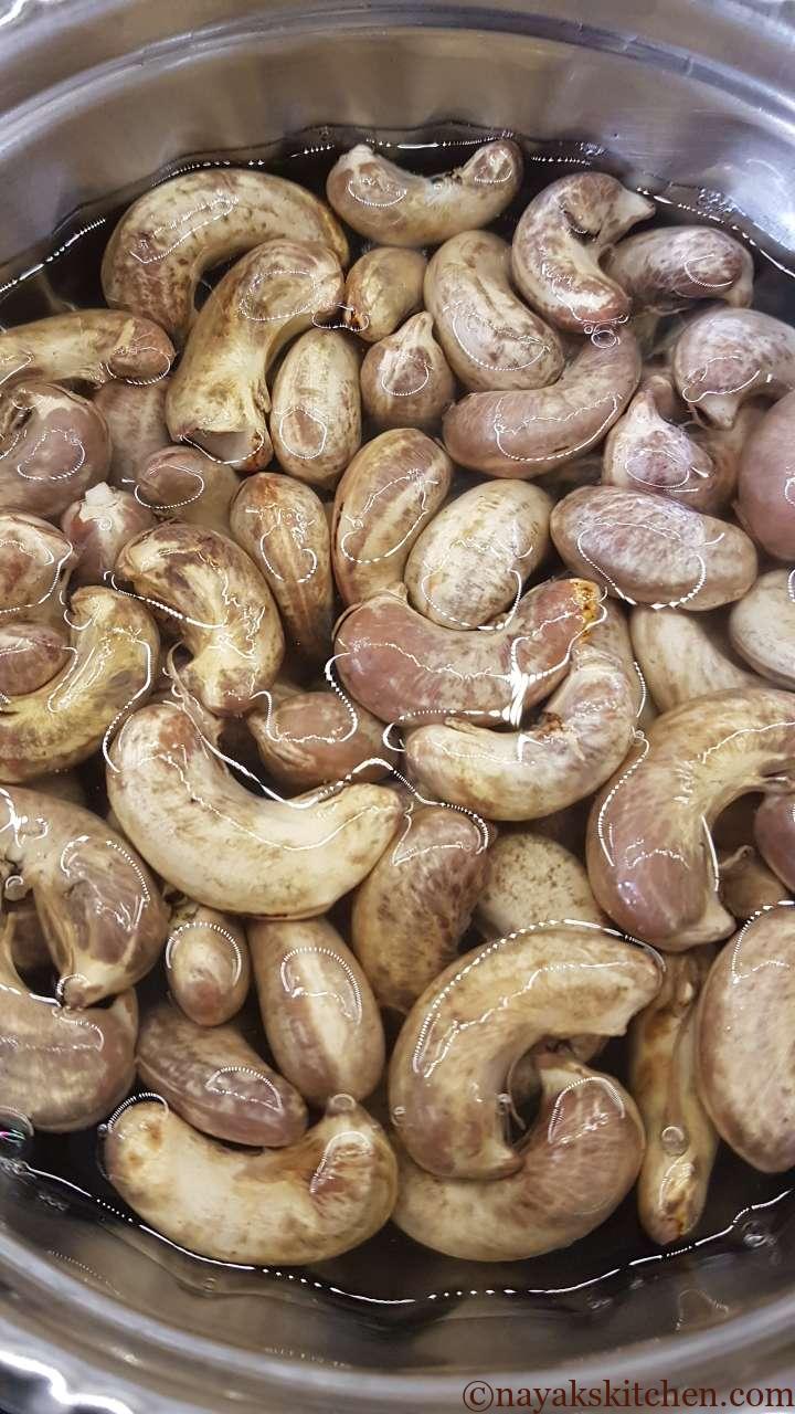 Soaked tender raw cashew