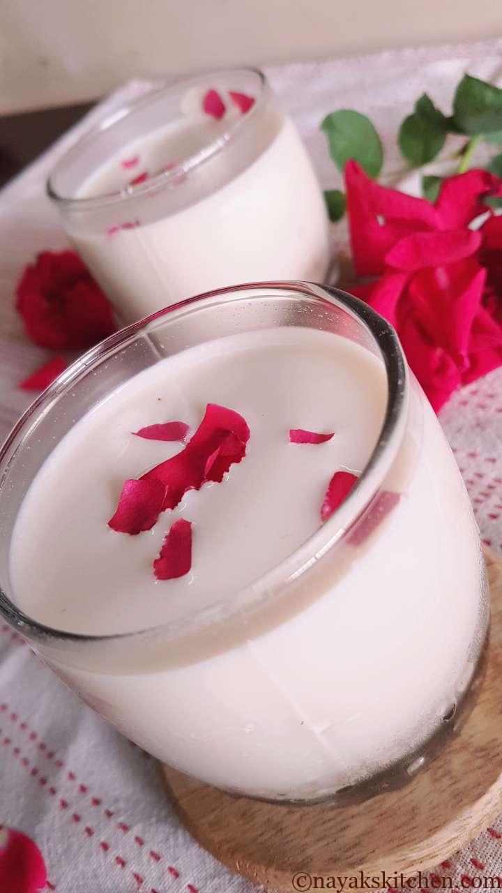 Gulkand Milk served in glasses