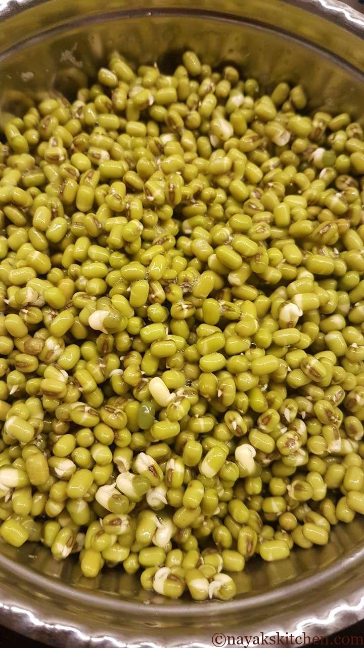 Draining water from soaked moong