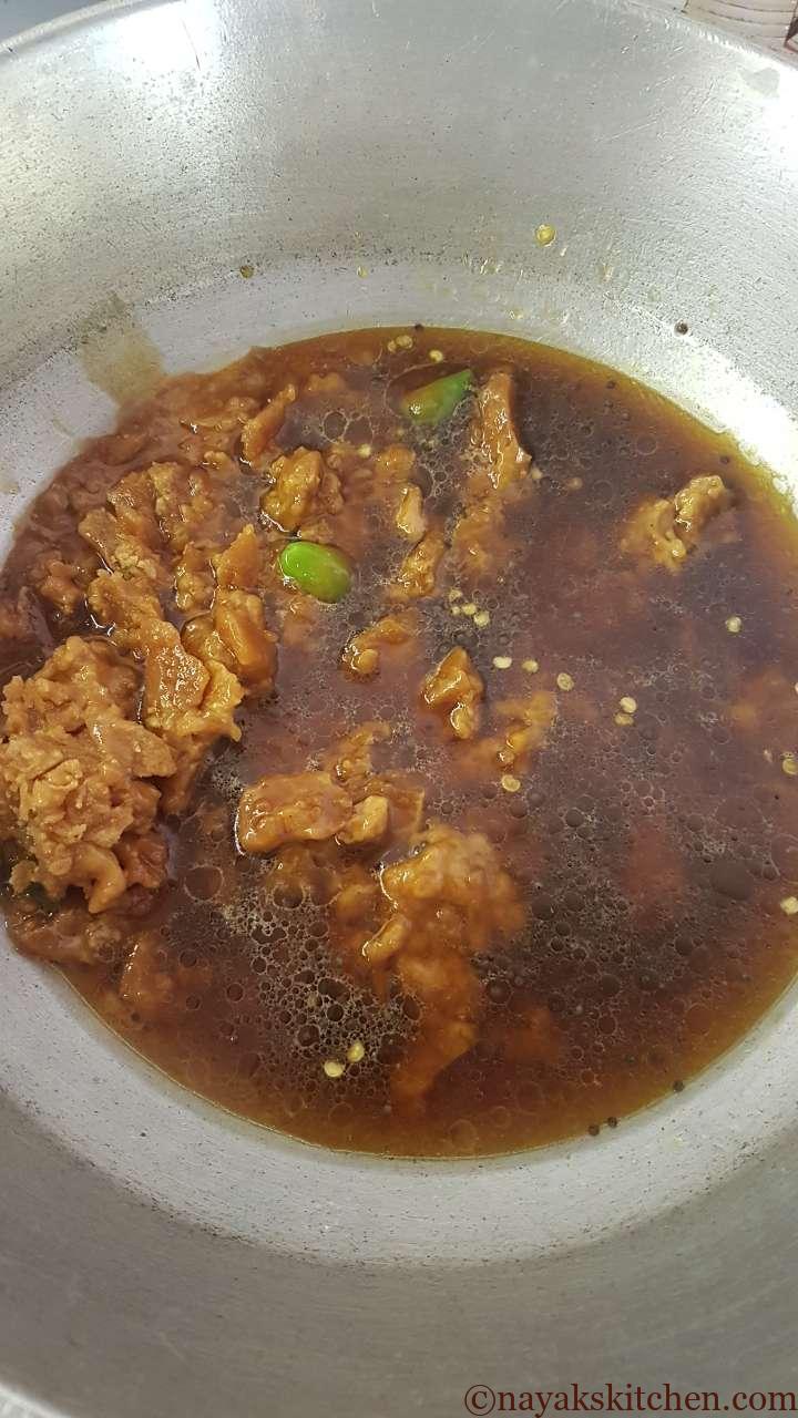 Allowing the jaggery to melt