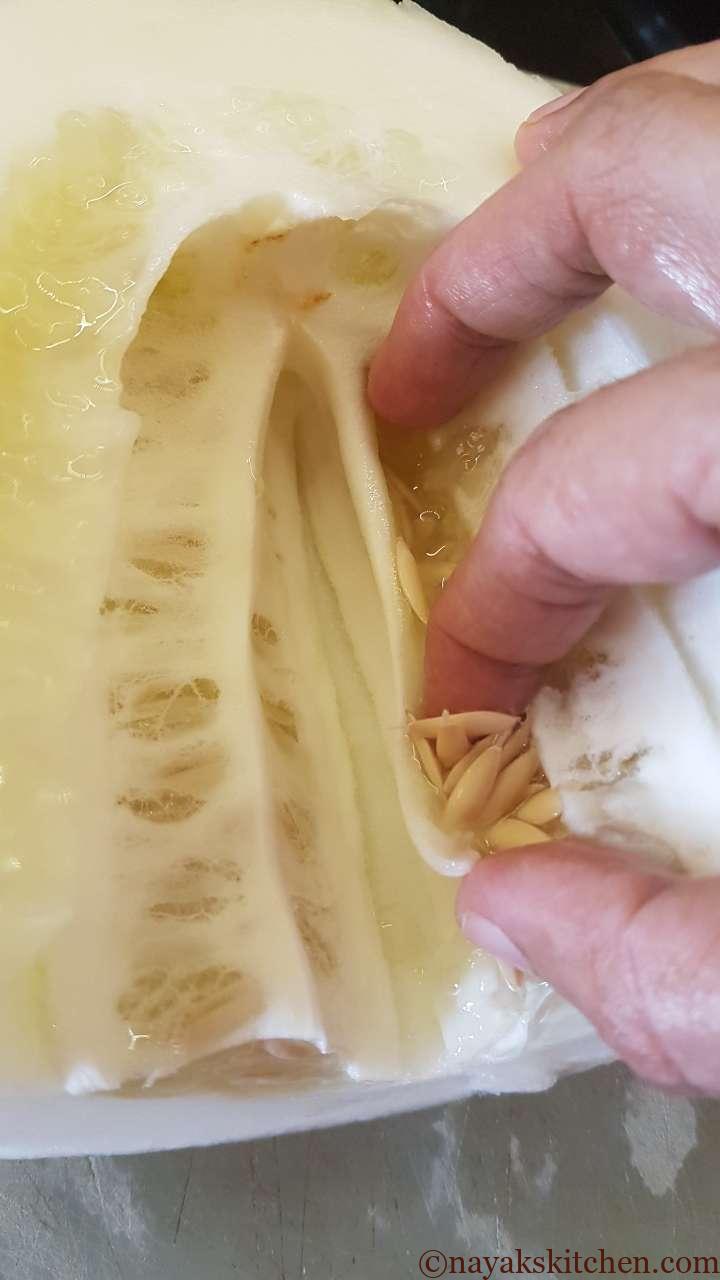 Removing the seeds of cucumber