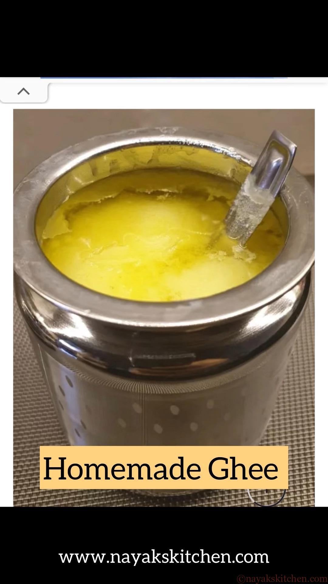 ✨Homemade Ghee — Pure, Golden Goodness!✨

There’s nothing quite like the aroma of freshly made ghee filling your kitchen! 🏡💛
Homemade ghee isn’t just delicious — it’s rich in healthy fats, supports digestion, nourishes the skin, and enhances the flavour of every meal. 🧈🔥

Made slowly from pure butter, this golden liquid has been a part of Indian tradition for centuries — a symbol of purity, health, and love in every spoonful. 🪔✨

💛 Go back to basics.
💛 Choose purity over processed.
💛 Taste the difference of homemade ghee.

Rich in healthy fats and fat-soluble vitamins (A, D, E & K), ghee supports hormone balance, boosts immunity, enhances gut health, and improves nutrient absorption. 🌿🔥

Unlike refined oils, it’s stable at high temperatures and easy to digest — truly a wholesome fat your body loves!

🥄One spoon a day can go a long way in keeping you energised, glowing, and strong — inside out. 😊💪🏻

#homemadeghee #pureghee #indiantradition #healthyliving #fitwithshraddha #ayurvedicnutrition #realfood #guthealth #nayakskitchen