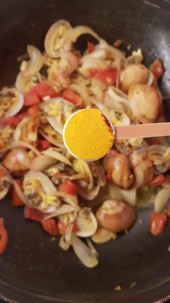 Adding turmeric powder