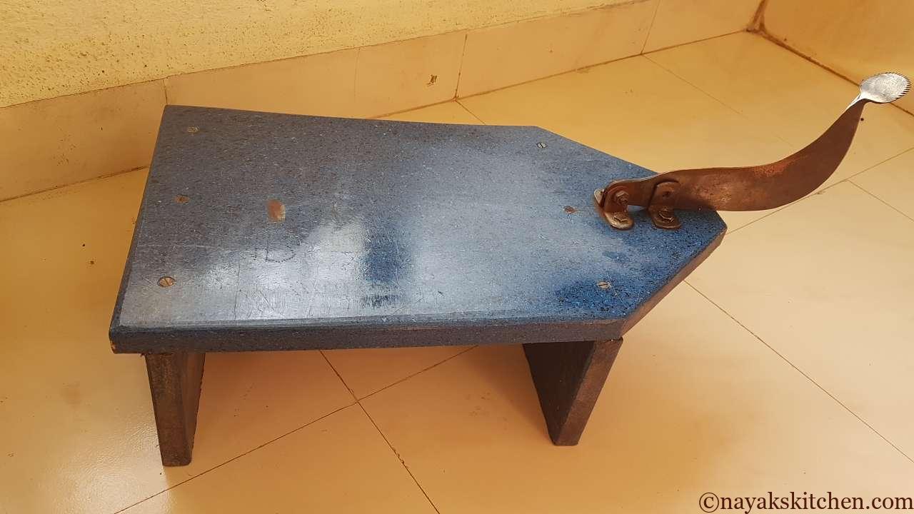 Aadoli - kitchen tool to scrape coconut, chop vegetables and clean fish.