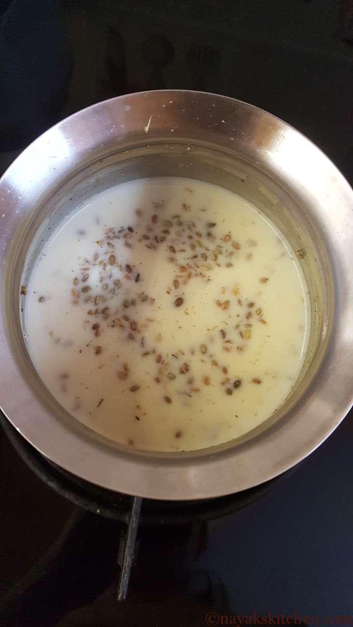 Simmering the jeera kashaya