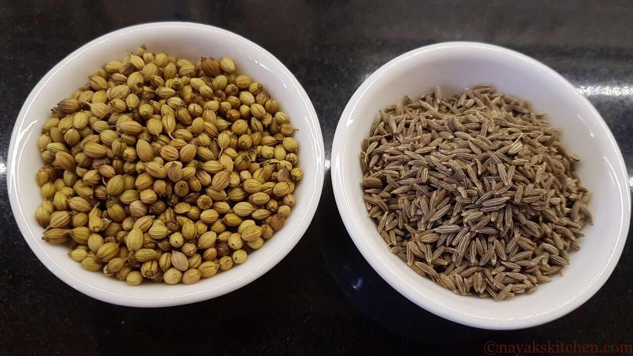 Coriander and cumin seeds