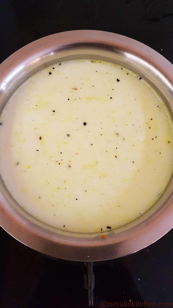 Bringing haldi milk to a boil