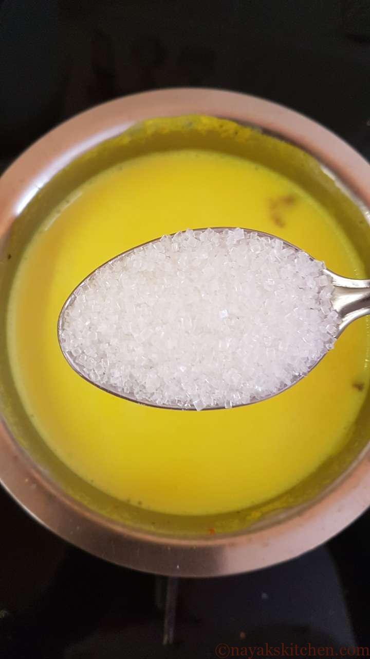Adding sugar to boiled milk