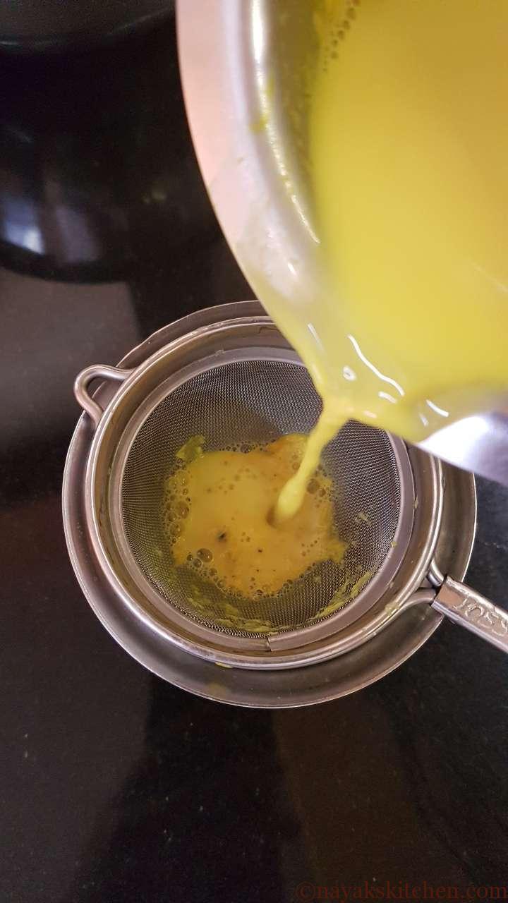 Straining golden milk