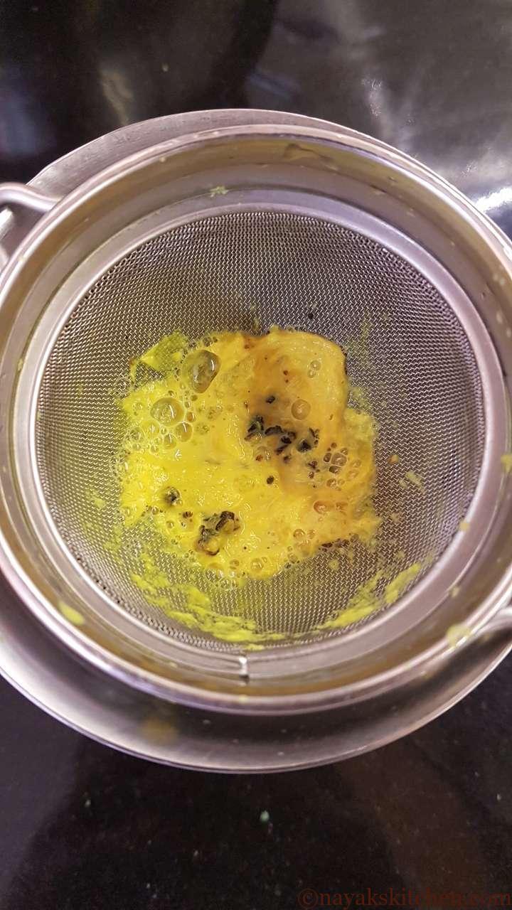 Straining turmeric milk