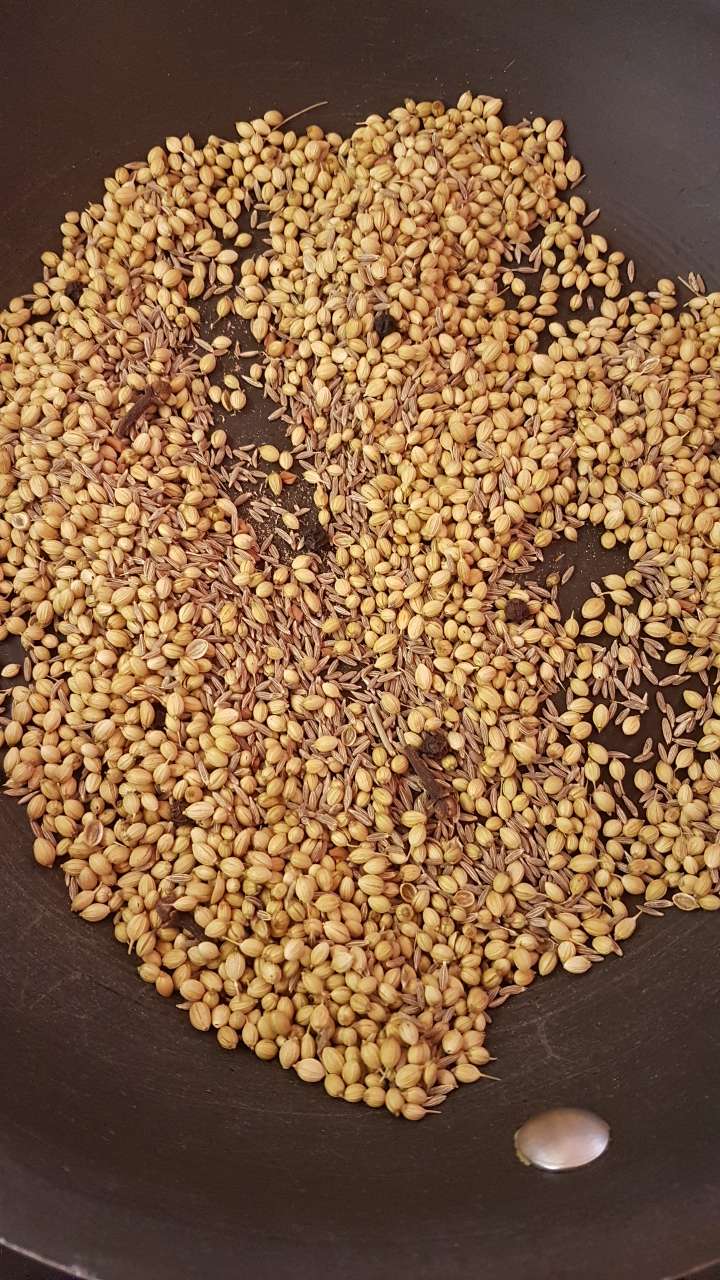 Allowing the spices to cool