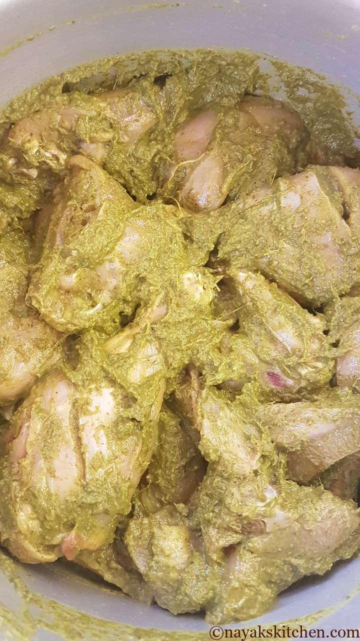 Marinated chicken in cafreal sauce