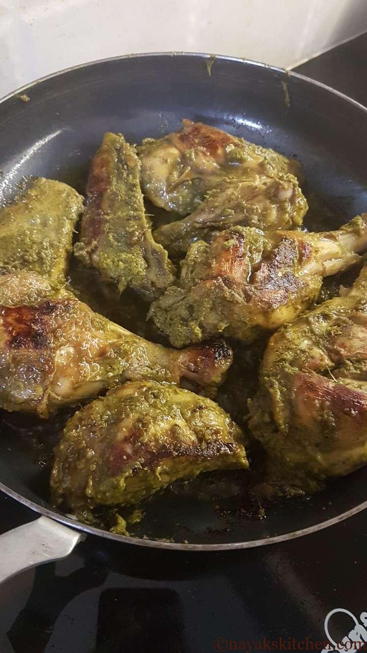Flipping chicken and cooking other side
