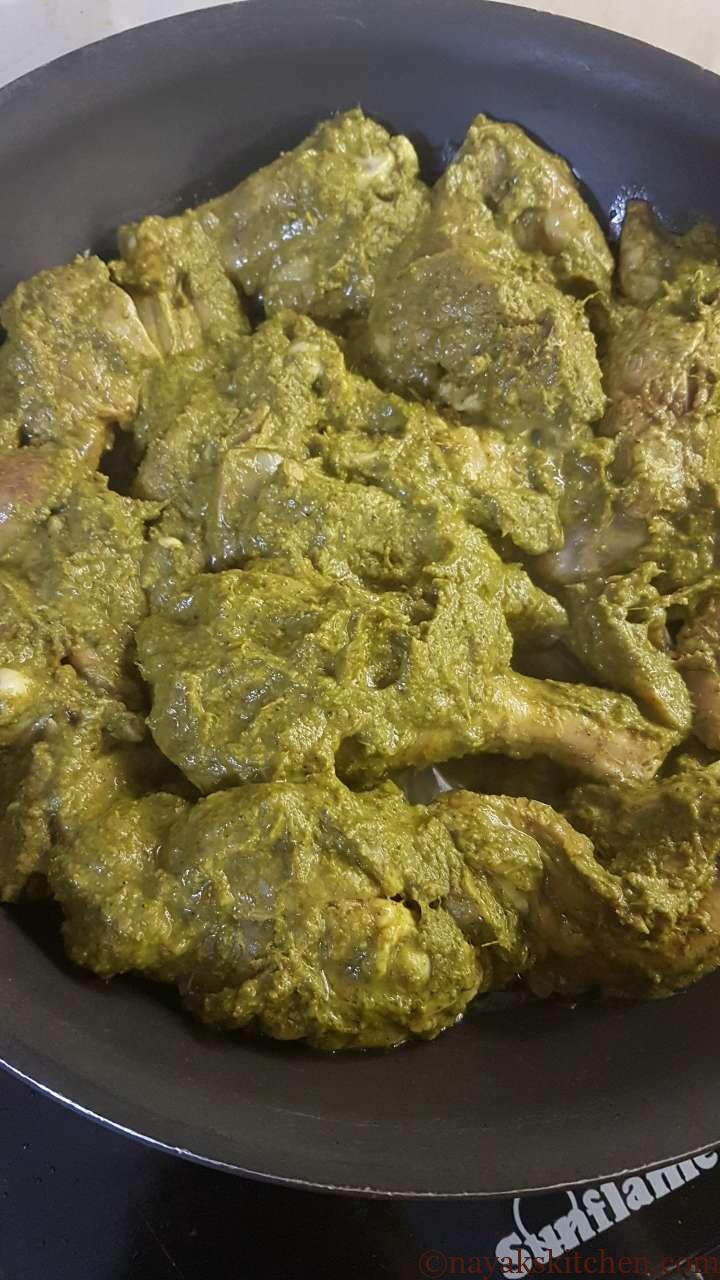 Adding extra green marinade