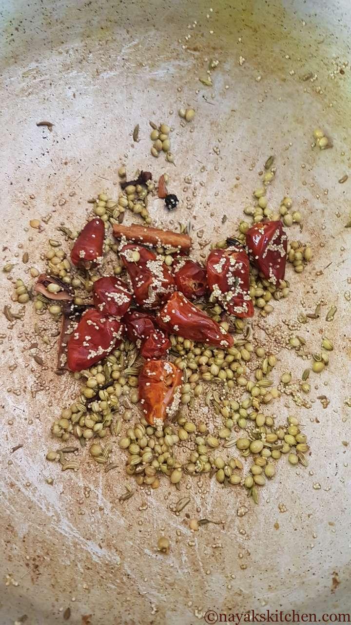 Fried spices and red chilies