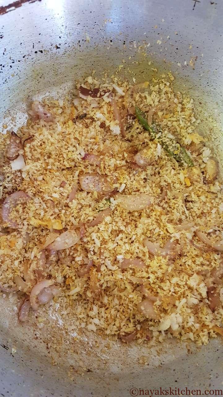 Onion-coconut mixture is ready