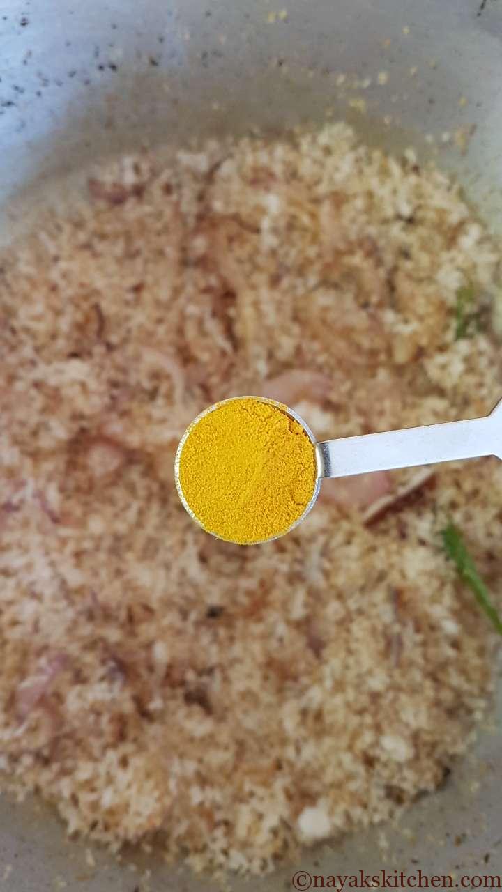 Adding turmeric powder