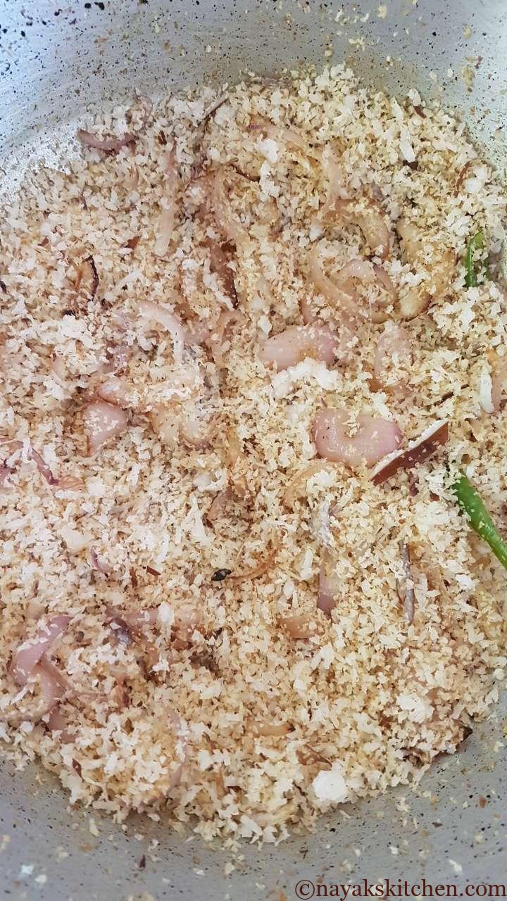 Roasting the coconut