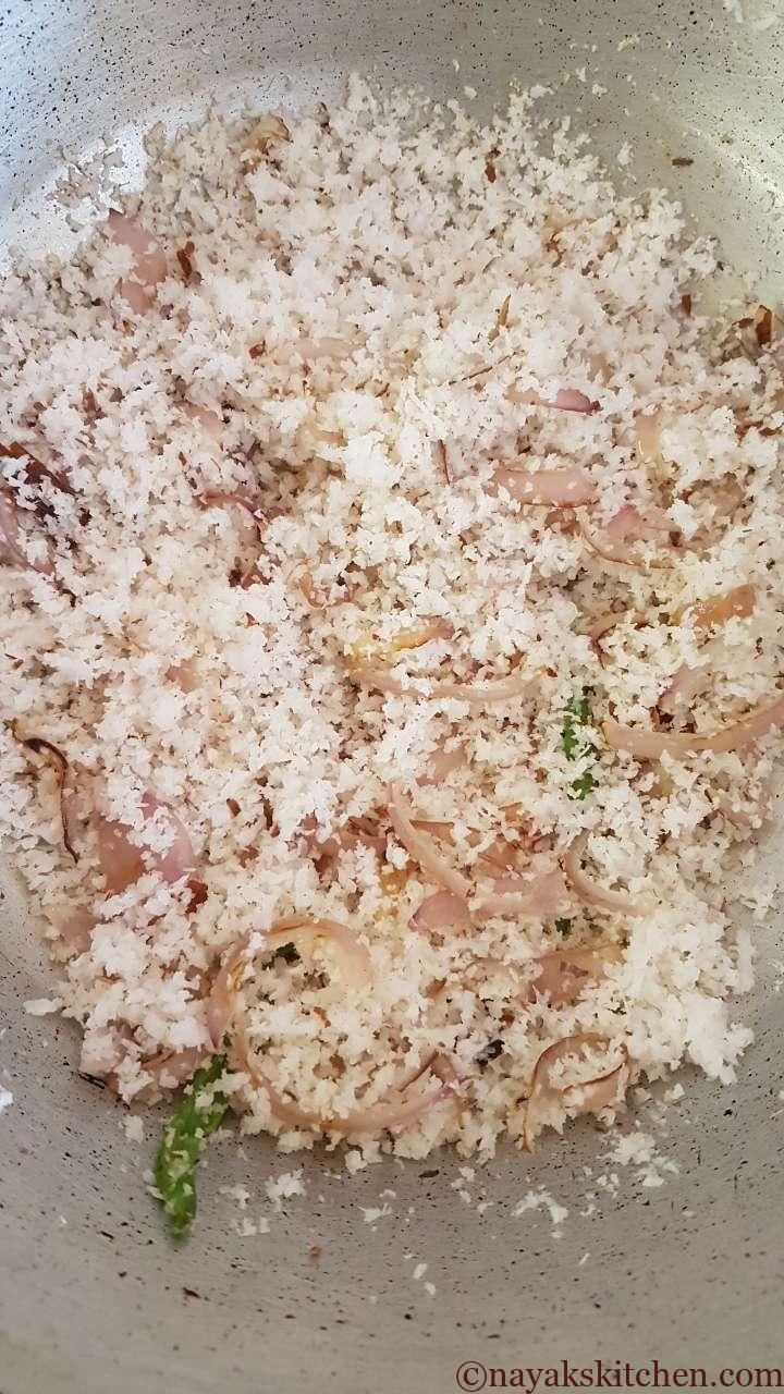 Adding grated coconut