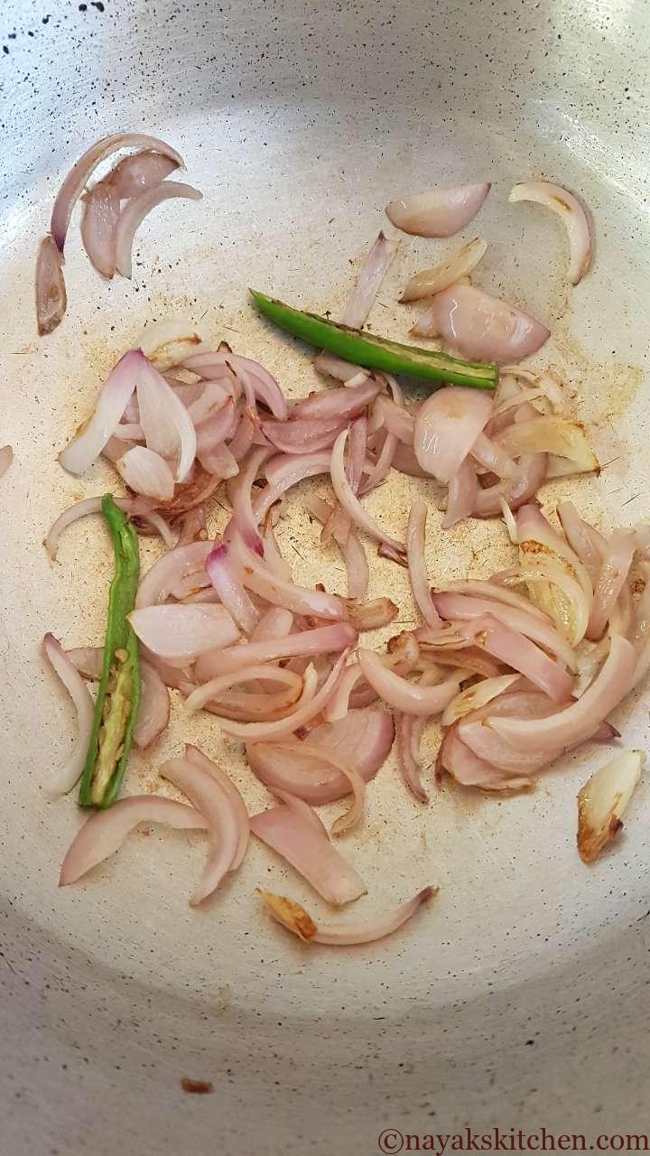Browning the onions