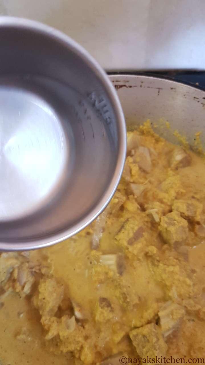 Adding water to adjust the consistency