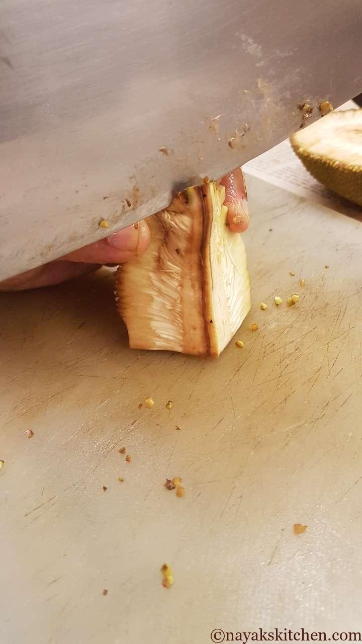 Chopping the core from the centre