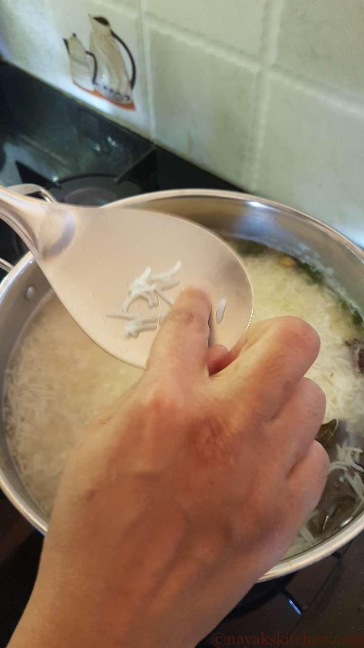 Checking rice if done