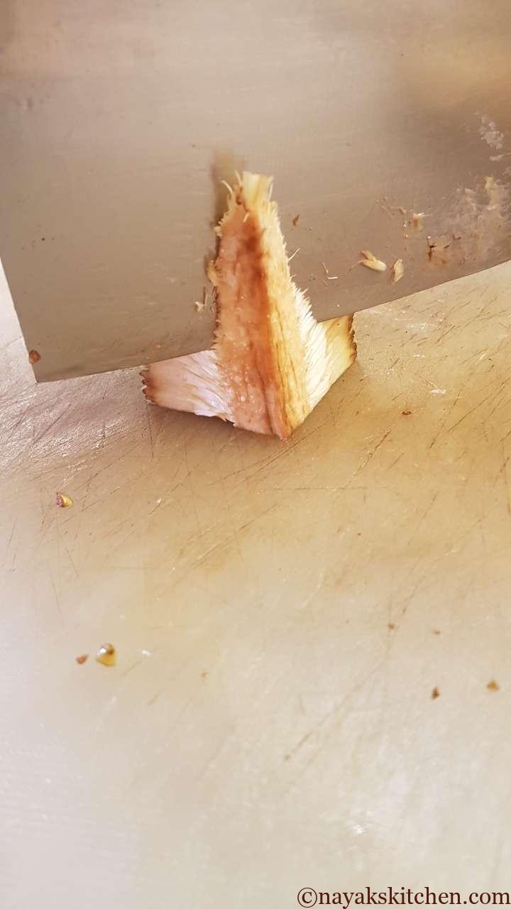 Chopping the core from the centre