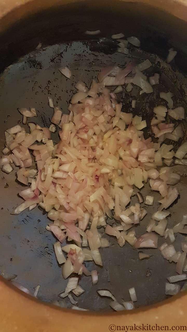 Sauteing the onion until soft