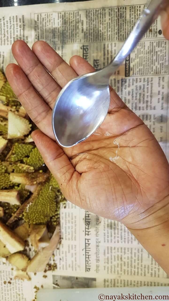 Applying oil to hands