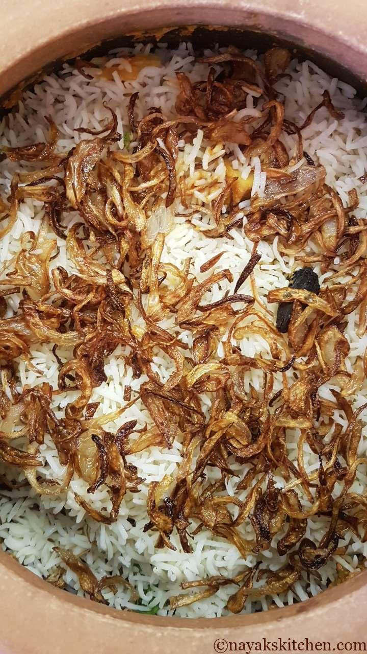 Adding fried onion