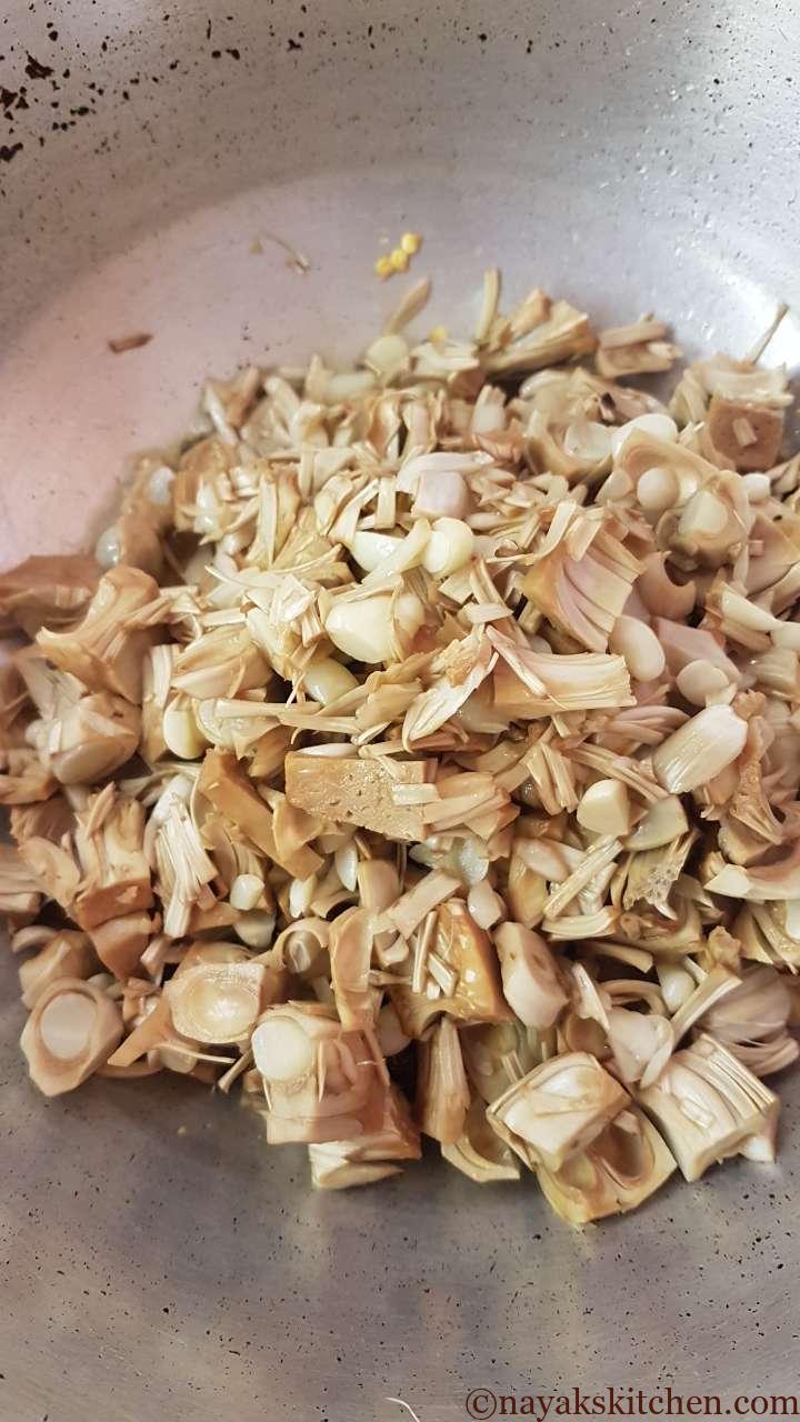 Adding cooked jackfruit