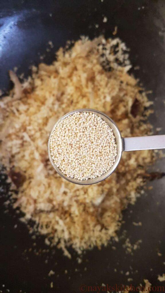 Adding poppy seeds (khuskhus)