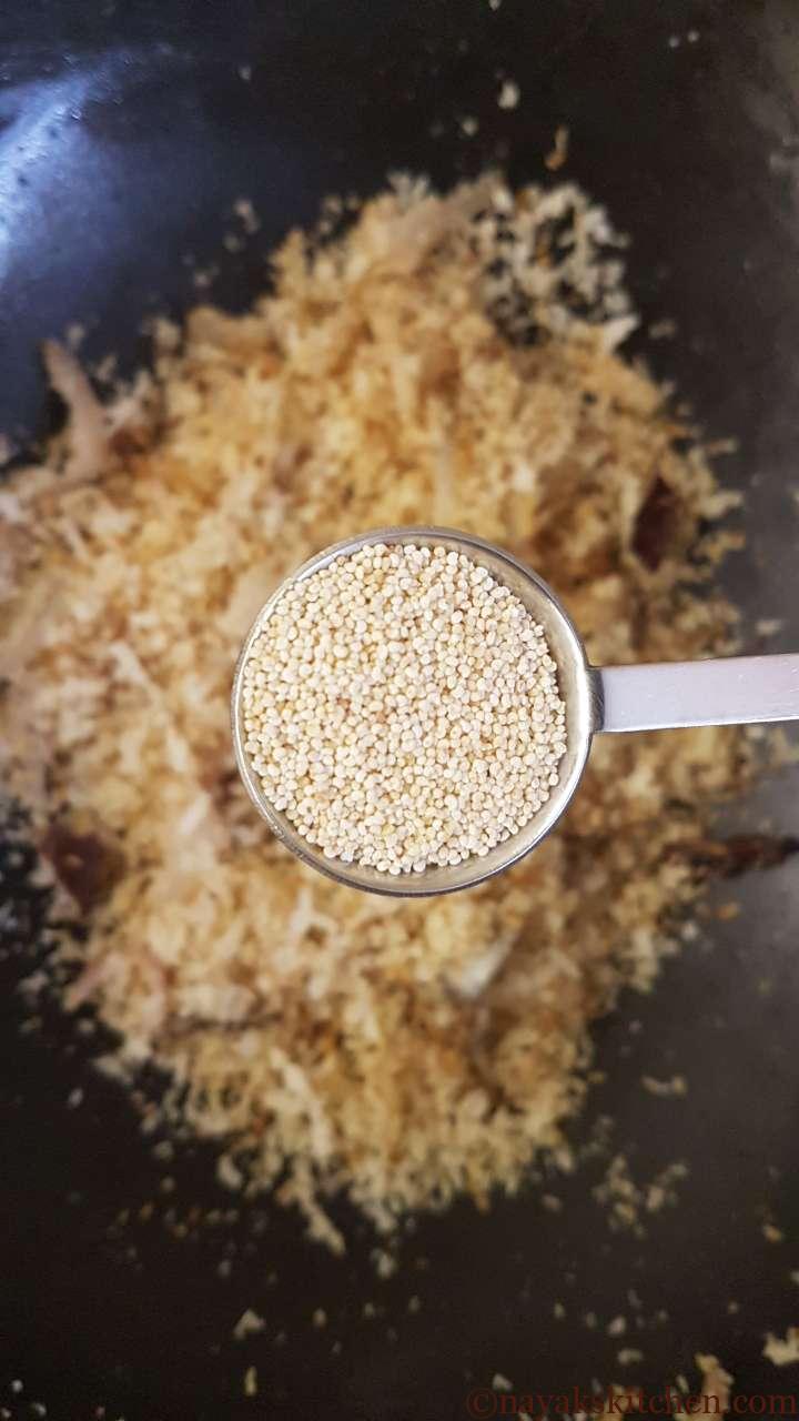 Adding poppy seeds (khuskhus)