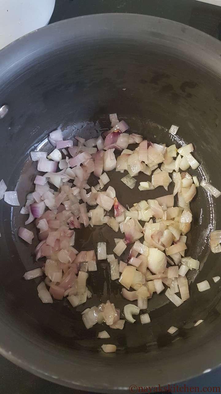 Roast onion till soft.