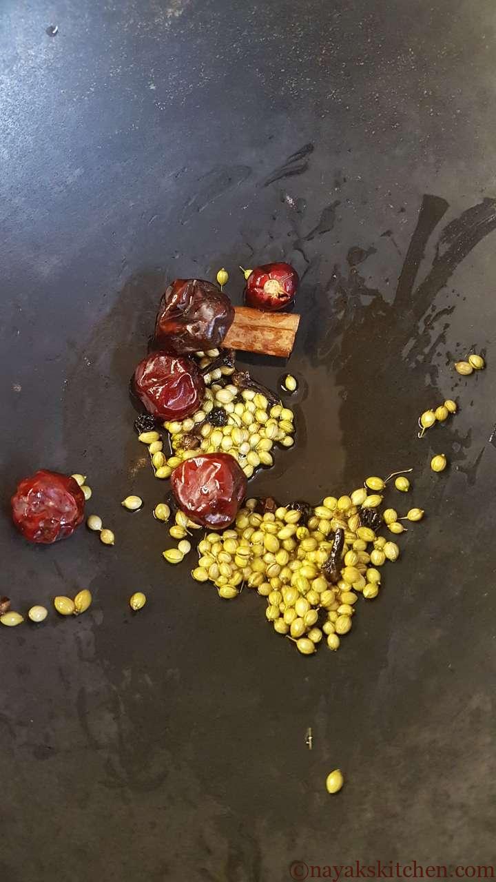 Roasting spices in a little oil